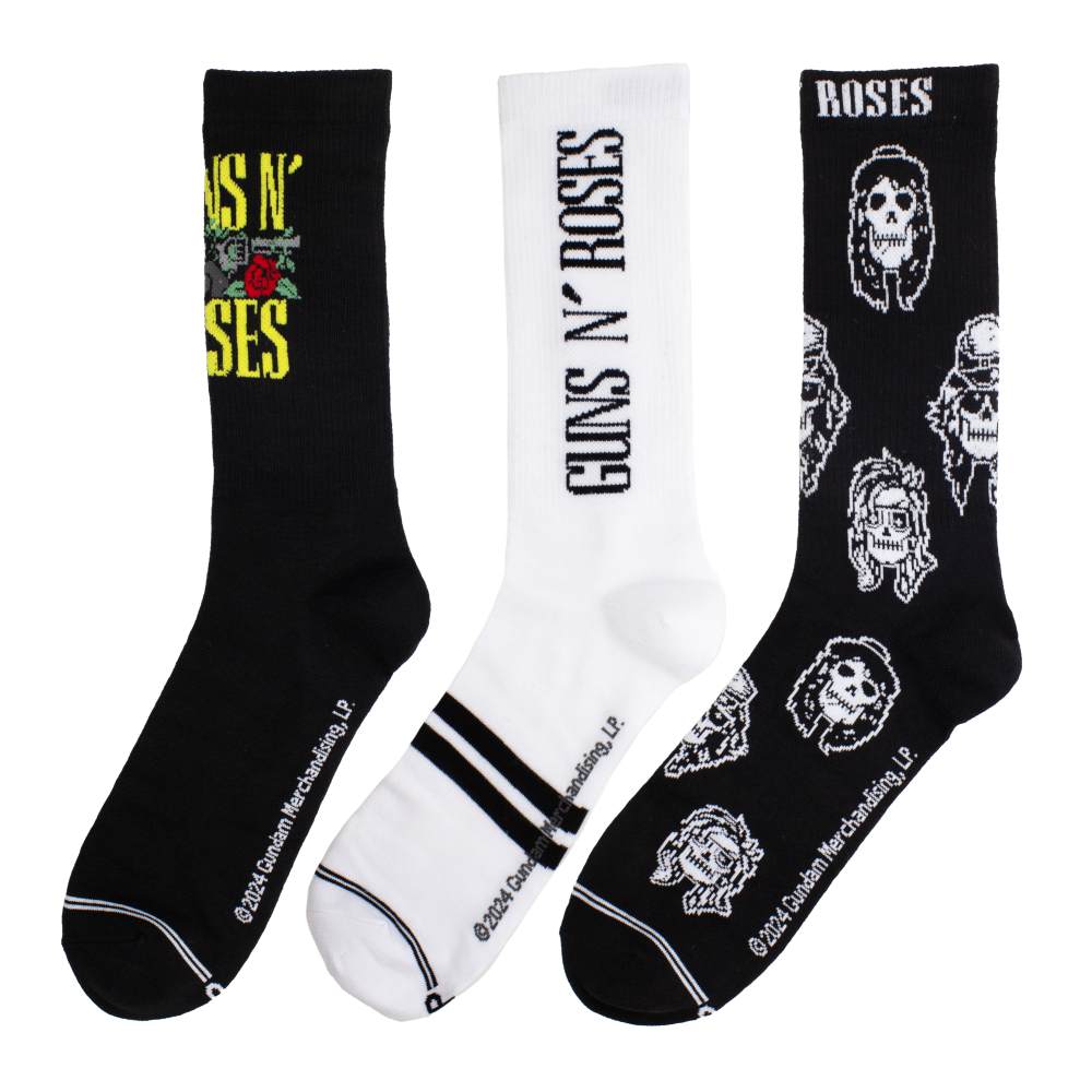 Guns N' Roses - 3 Pack Gift Box Crew Sokken - Zwart